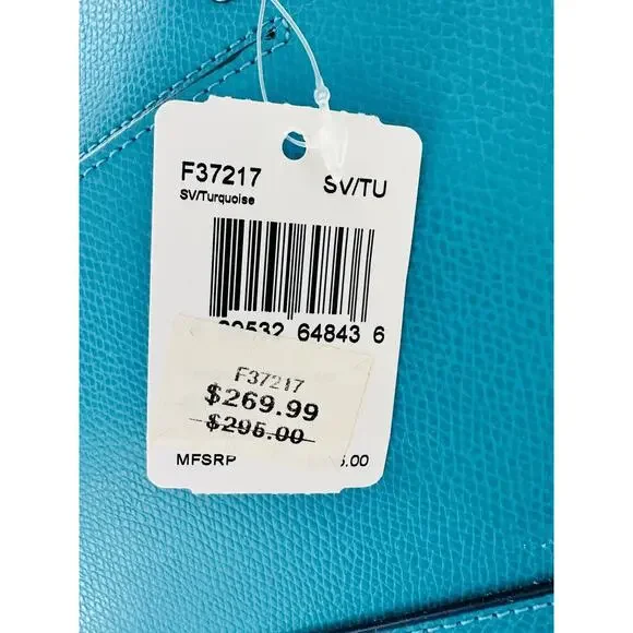 NWT Coach Crossgrain Mini Sierra Satchel Bag Leather Handbag Turquoise Blue $295